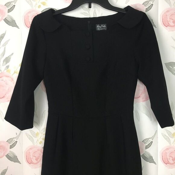 Mary Crafts Black Hourglass Dress womens XS 0 Business Cosplay Collared Neck - Picture 4 of 11